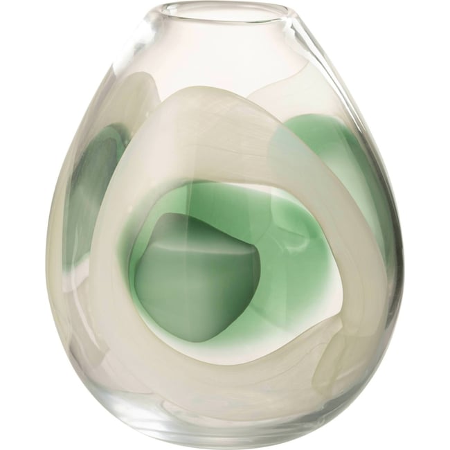 Vase en verre au design organique Couleur vert, blanc et transparent <span itemprop=