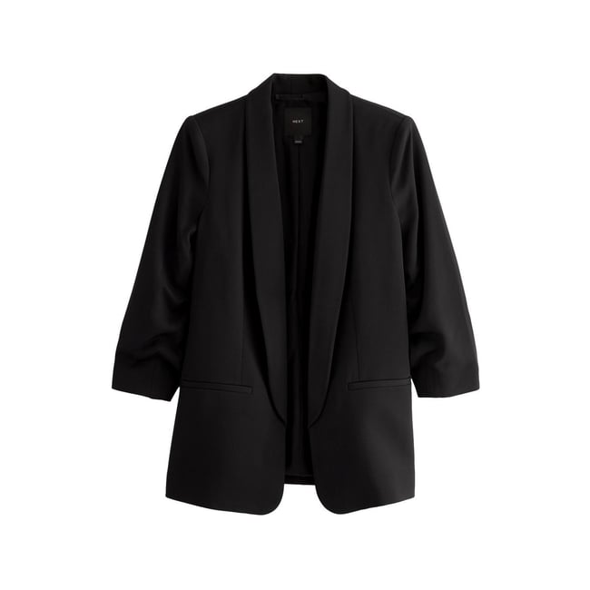 Blazer décontracté à manches froncées noir <span itemprop=