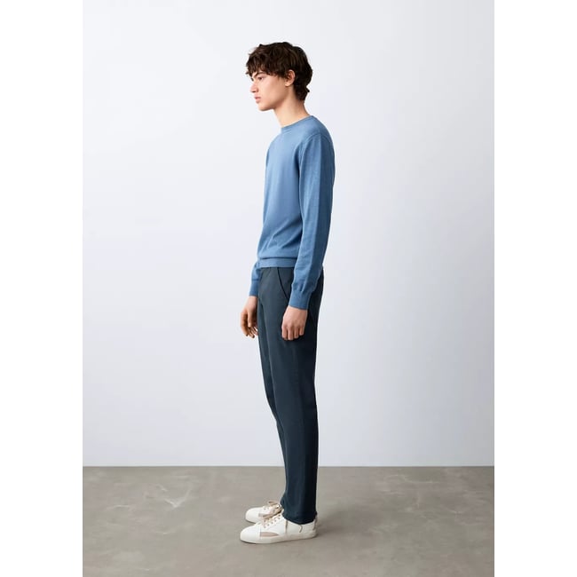 Pantalon chino uni bleu marine <span itemprop=