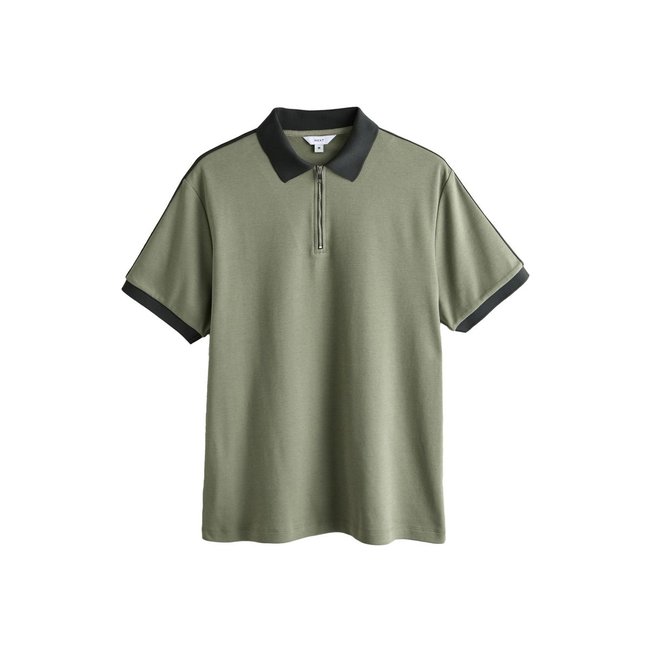 Polo avec rayures sur les manches vert kaki <span itemprop=