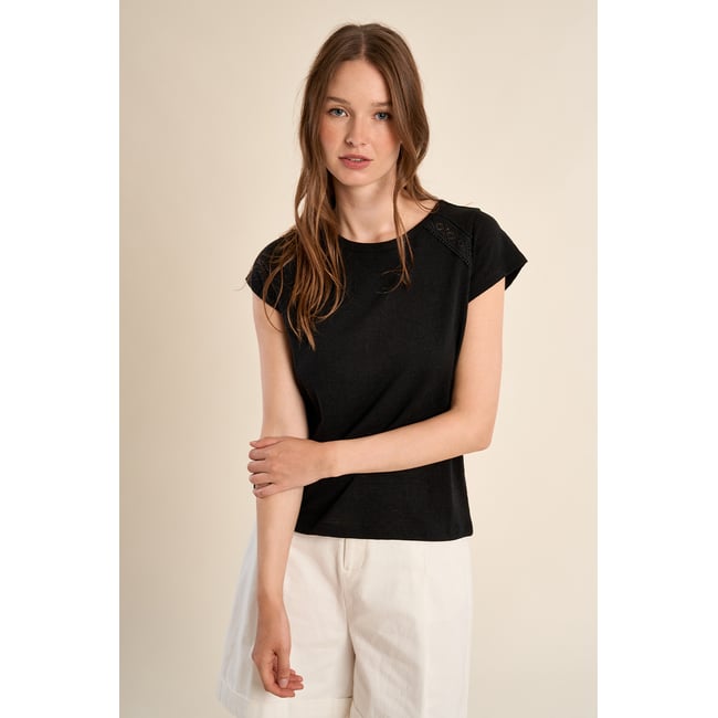 T-shirt en coton, ajouré v002228 <span itemprop=