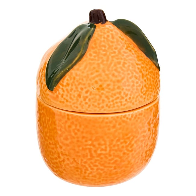 Bougie parfumée pot en céramique forme fruit FRUITY Couleur orange <span itemprop=