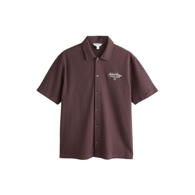 Chemise en jersey à col texturé marron <span itemprop=