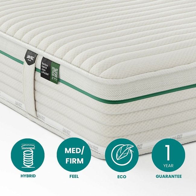 Jay-Be® Natural Fresh Bamboo Hybrid 2000 e-Pocket Mattress, ecru/green, JAY-BE