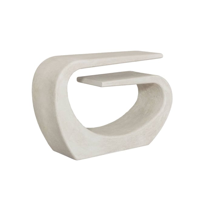 Console en bois effet béton ovale DANAÉ Couleur blanc <span itemprop=