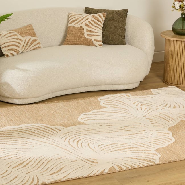 Tapis rectangulaire LOOMIA Couleur beige lin <span itemprop=