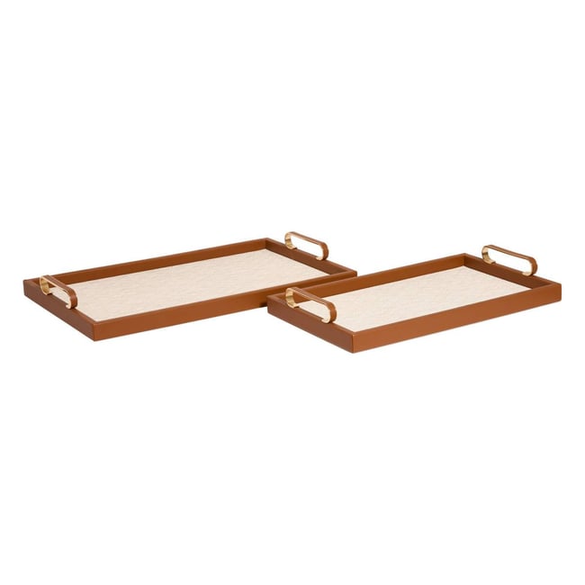 Lot de 2 plateaux rectangulaires WHISKY Couleur crème <span itemprop=