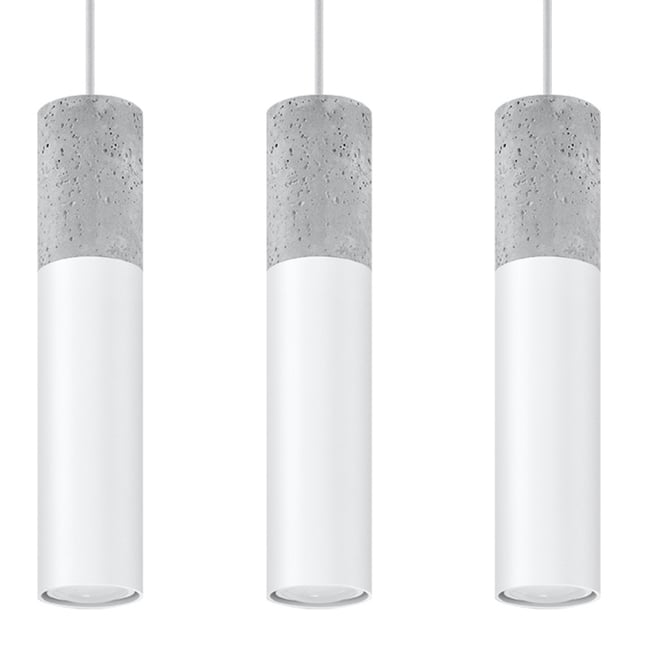 Suspension Acier Blanc/Gris GU10 3 Borigio Line Couleur blanc <span itemprop=