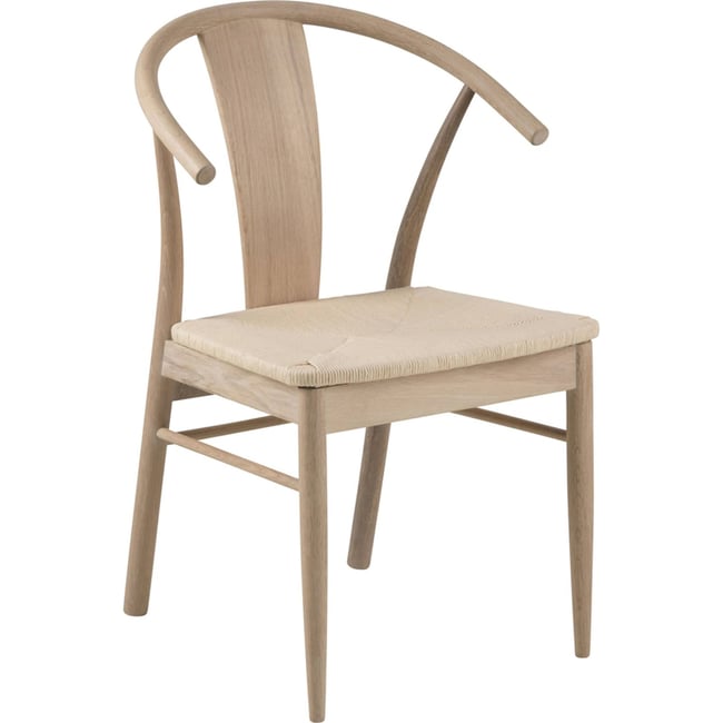 Chaise ABSOLUTNO en bois, Assise tressée Couleur chêne huilé clair et assise beige <span itemprop=