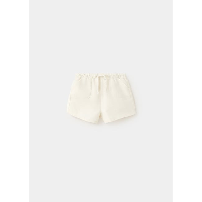 Short coton lin blanc cassé <span itemprop=