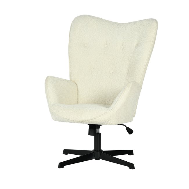 Chaise de bureau rotatif réglable en hauteur en bouclette, FUCHSO Couleur beige <span itemprop=