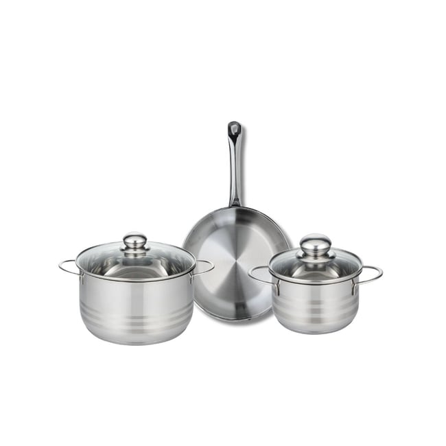 Batterie 1 poêle 24cm + 2 faitouts 16/20cm PROFI BRILLANT gris <span itemprop=