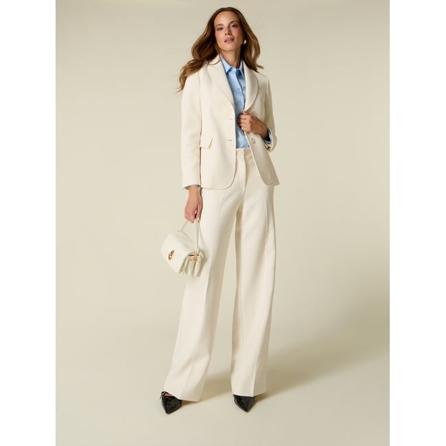 Pantalon palazzo taille haute blanc <span itemprop=