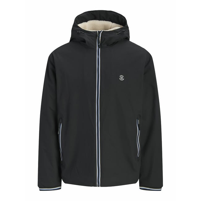 Coupe vent à capuche doublé sherpa noir <span itemprop=