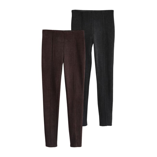 Leggings en velours côtelé, lot de 2 noir/marron <span itemprop=