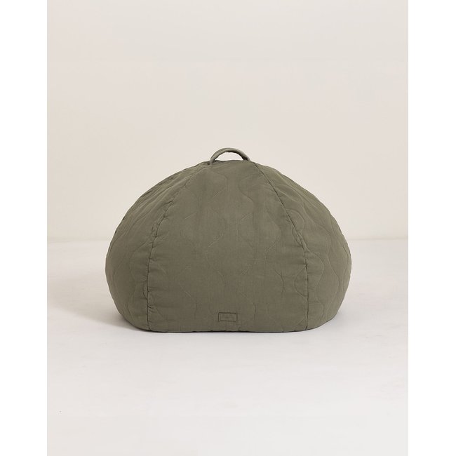 Pouf rond matelassé LANDSCAPE Couleur vétiver <span itemprop=
