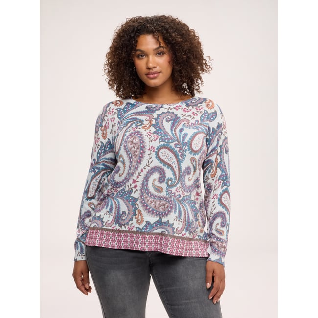Pull imprimé paisley light - blue <span itemprop=
