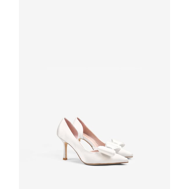 Escarpins à strass et en satin IRIS blanc <span itemprop=