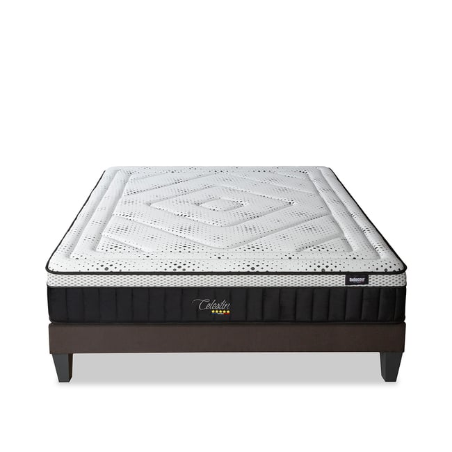 Ensemble Célestin 2.0 90x190 cm Matelas Mousse + Sommier Bois Couleur blanc <span itemprop=