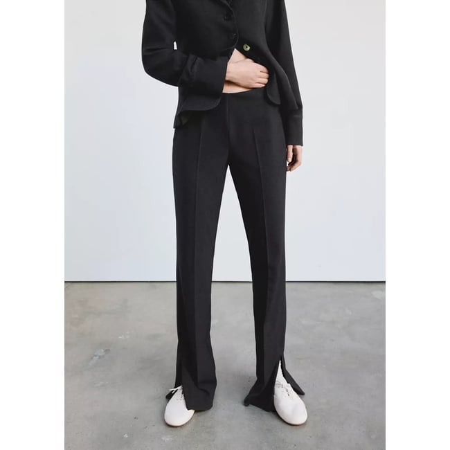 Pantalon ajusté avec fente sur le bas gris <span itemprop=