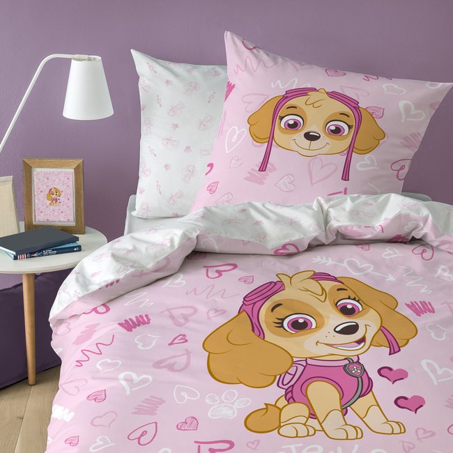 Parure de lit imprimée 100% coton, GRAFFITY rose <span itemprop=