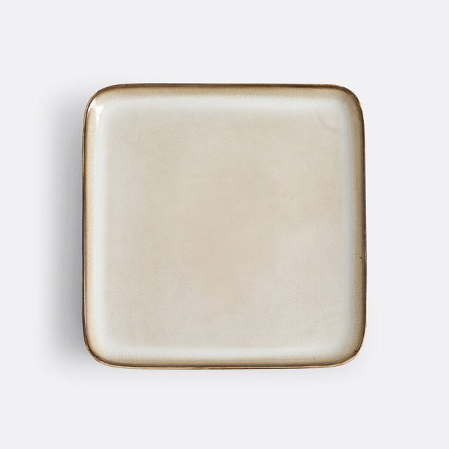 Lot 4 assiettes dessert grès émail réactif, Calia Couleur ecru <span itemprop=