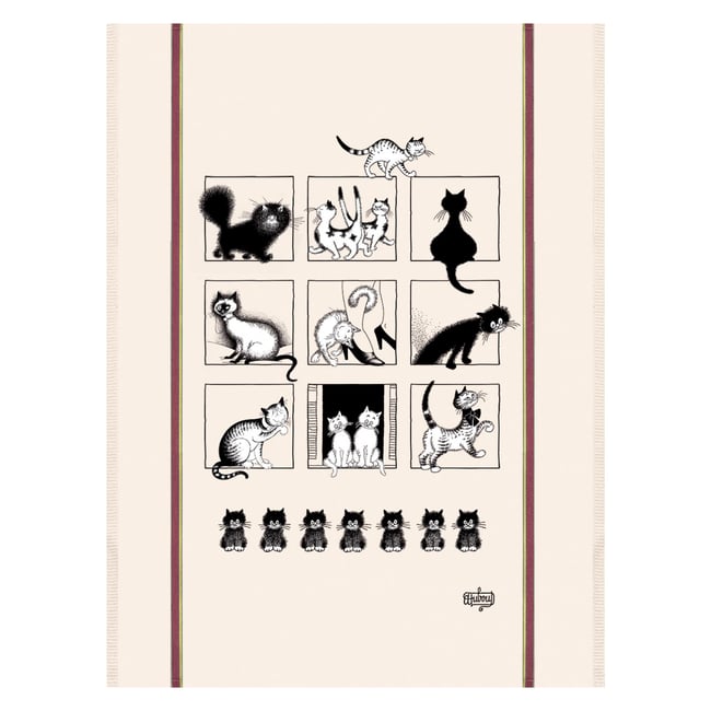 Grand torchon Dubout Galerie de chats ecru <span itemprop=