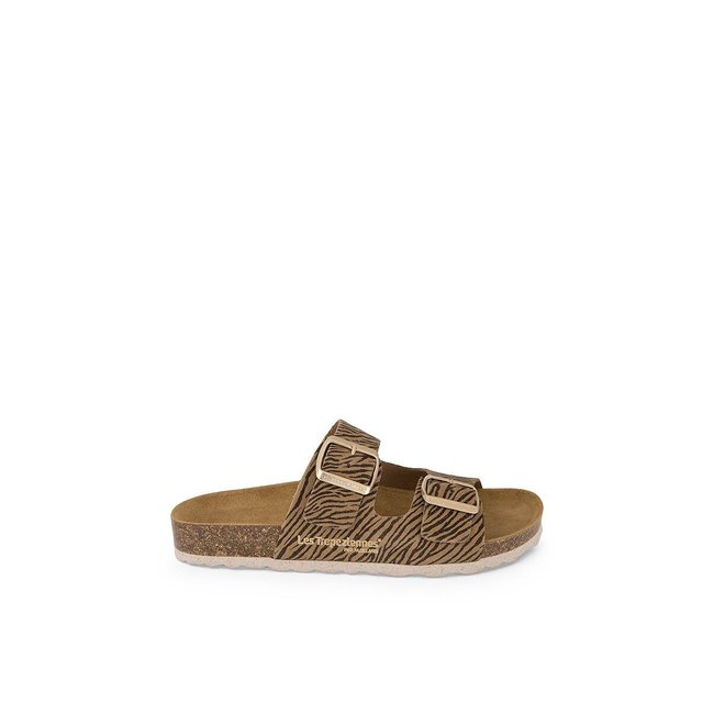 Mules de piel de ante Zatix marrón <span itemprop=