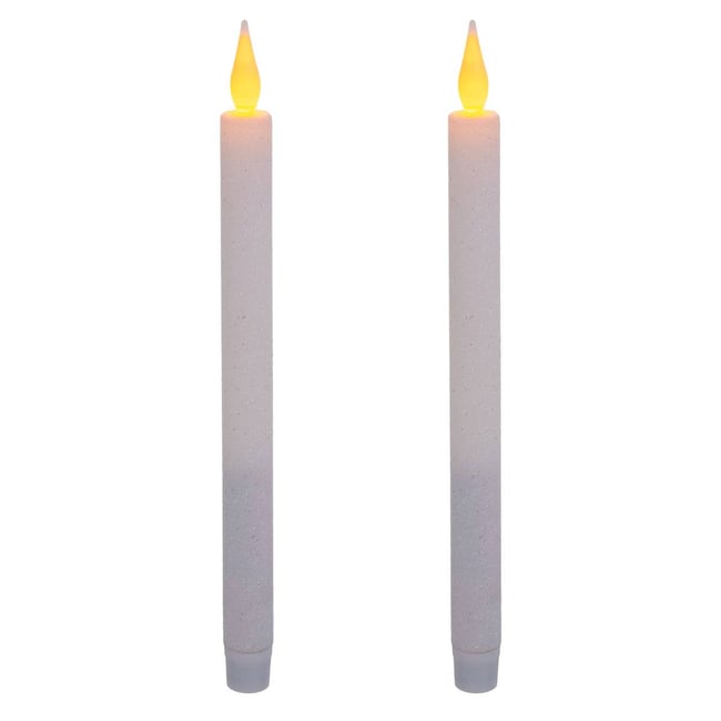 Lot de 2 bougies baton LED pailletées blanc Couleur multicolore <span itemprop=