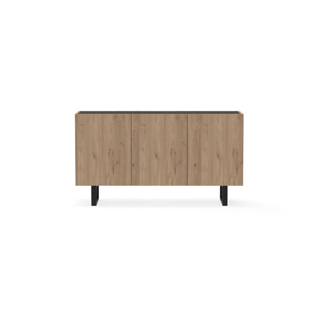 Buffet bas en panneaux de particules 3 portes 140 cm, OPERA Couleur marron clair <span itemprop=