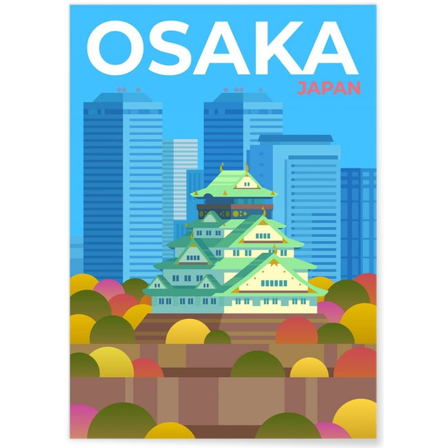 Affiche ville Osaka Couleur blanc <span itemprop=