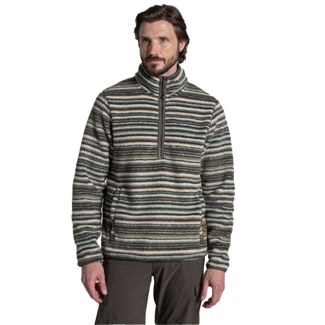 Haut polaire motif/style rayures contrastées TATTON gris marron sombre à rayures <span itemprop=