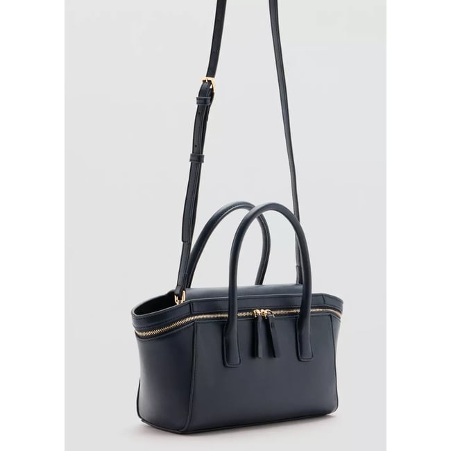 Sac porté main fermetures Éclair bleu marine <span itemprop=