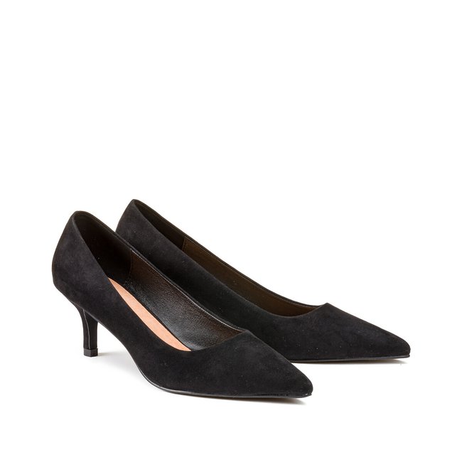 Pumps mit Pfennigabsatz schwarz <span itemprop=