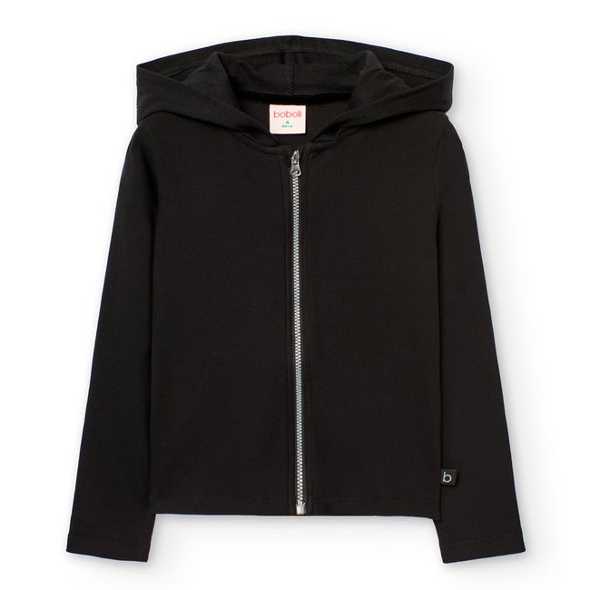 Gilet unie avec capuche et fermeture éclair noir <span itemprop=