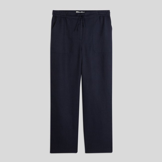 Pantalon taille semi-élastiquée uni en lin - MONOPRIX