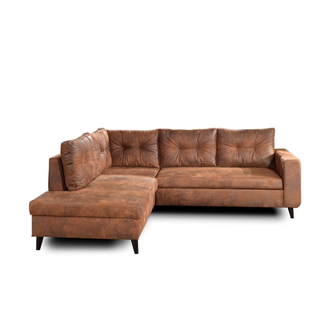 Canapé d'Angle gauche 5 places - NORDIC Couleur marron <span itemprop=