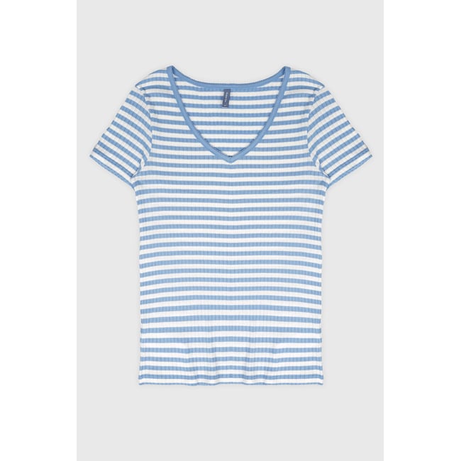 Tee-shirt manches courtes en coton flax blue/milk <span itemprop=