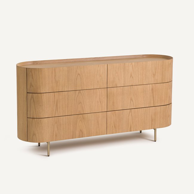 Cómoda de 6 cajones, roble, Aslen roble natural <span itemprop=