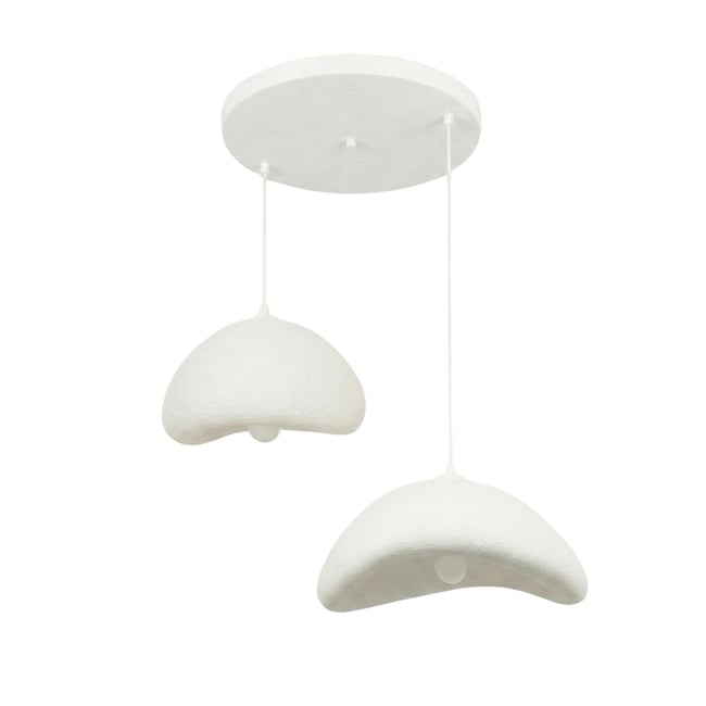 Suspension blanche wabi-sabi 2 abat-jour 70 cm NOXIS Couleur blanc <span itemprop=