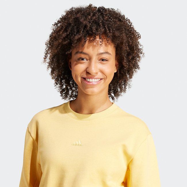 Crop all seazon sweatshirt in cotton mix yellow Adidas Sportswear La Redoute