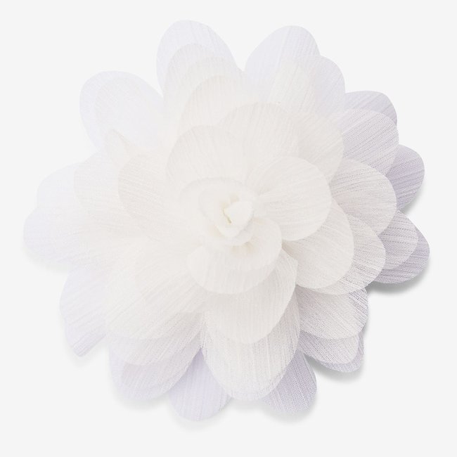 Broche fleur blanche en tissu et fil textile blanc <span itemprop=