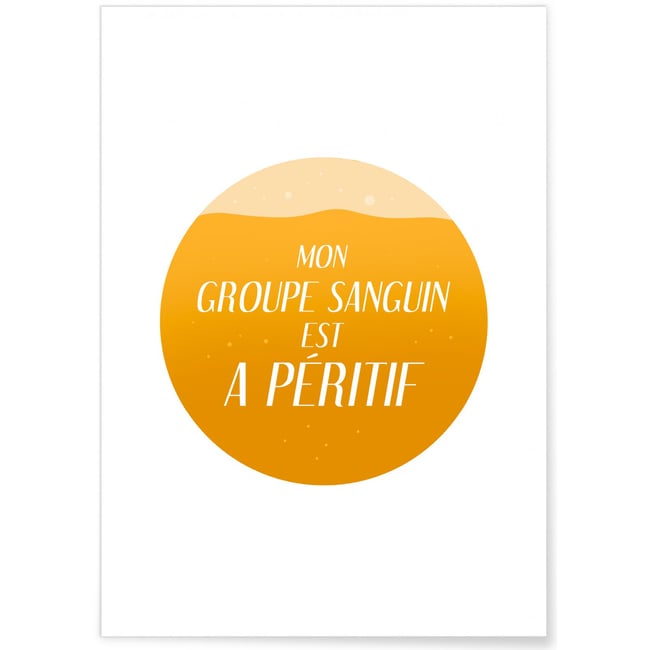 Poster Groupe sanguin A péritif Couleur blanc <span itemprop=
