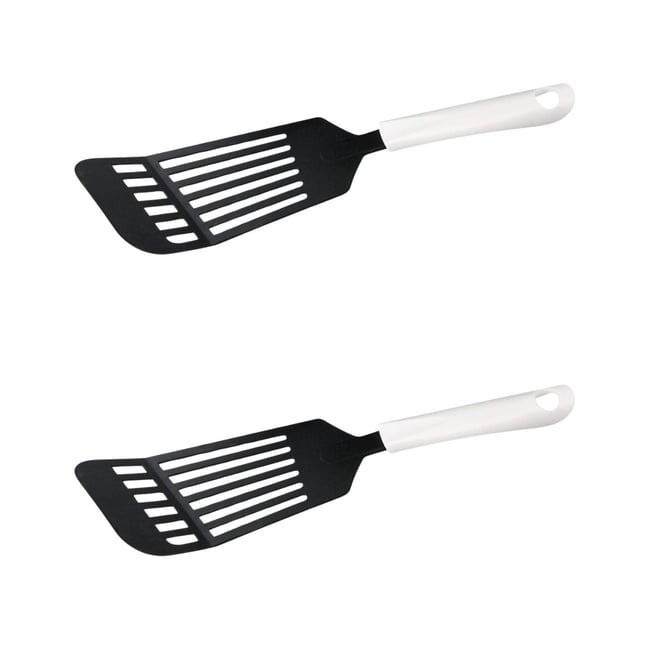 Ensemble de 2 Spatules de cuisine ajourée ARCADALINA blanc|noir <span itemprop=