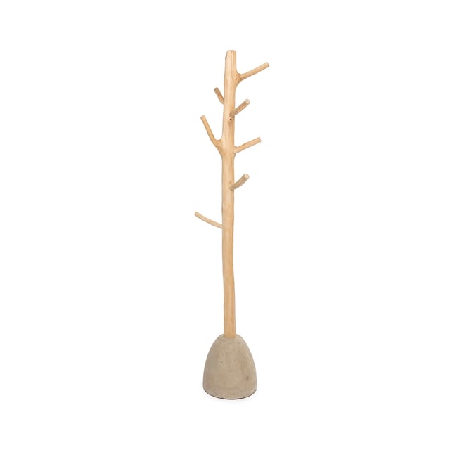 Porte-manteau en bois de teck CONCRETE Couleur beige <span itemprop=