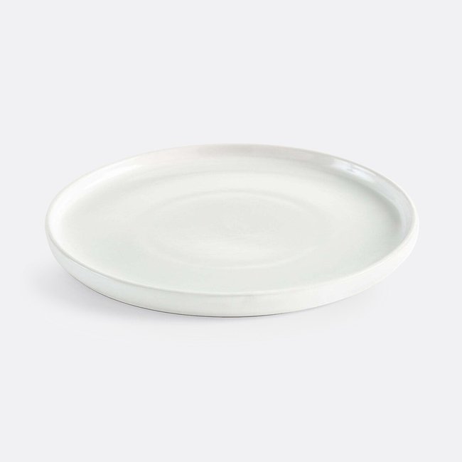 Lot 4 assiettes plates en grès ELINOR Couleur blanc <span itemprop=