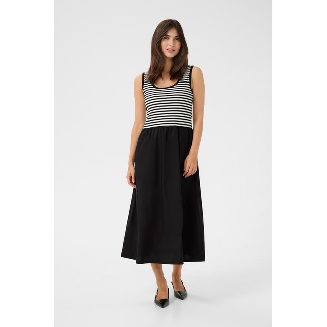 Dress fitted noir/blanc stripes <span itemprop=
