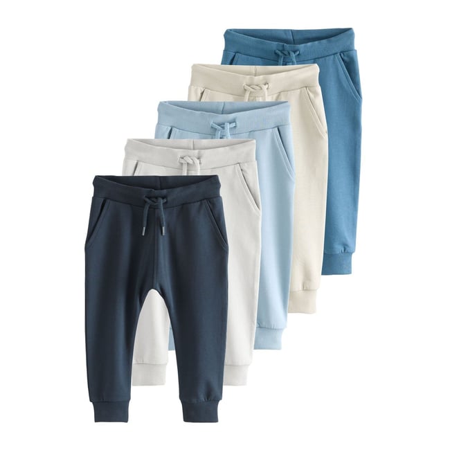 Pantalons de jogging, lot 5 bleu/écru/bleu marine <span itemprop=