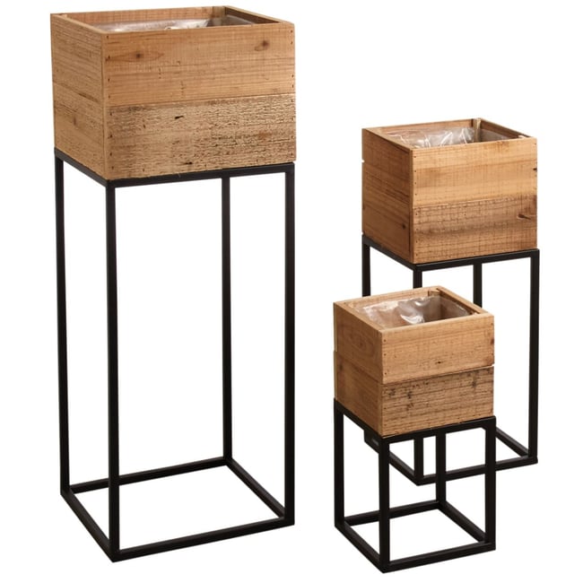 Sellettes jardinières Lofty (Lot de 3) Couleur brown <span itemprop=
