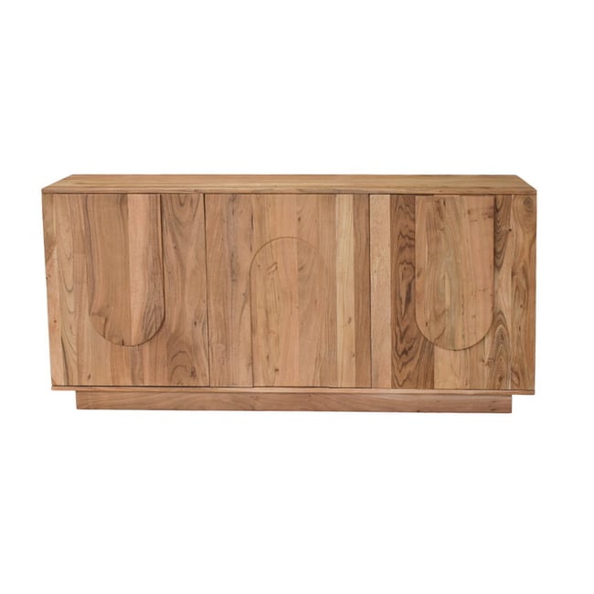 Buffet en bois massif gravé 3 portes L160 cm ARK Couleur bois brut <span itemprop=